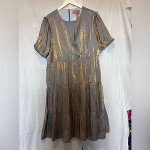 JessaKae Gold and Gray Midi Dress